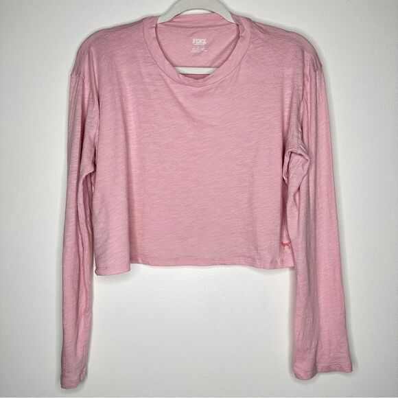 Victoria Secret PINK oversized long sleeve‎ boxy crop top light pink - Picture 1 of 5